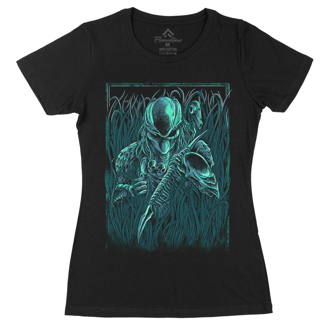 Hunter Womens Organic Crew Neck T-Shirt Horror D044