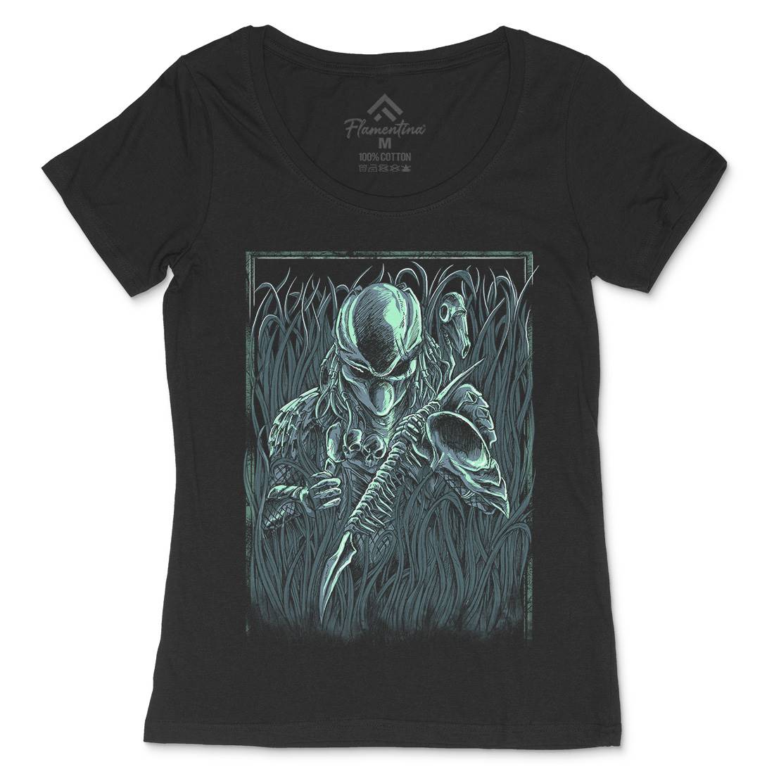 Hunter Womens Scoop Neck T-Shirt Horror D044