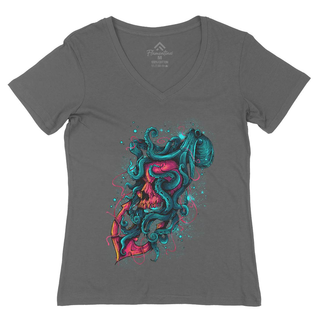 Ocean Keeper Womens Organic V-Neck T-Shirt Navy D048