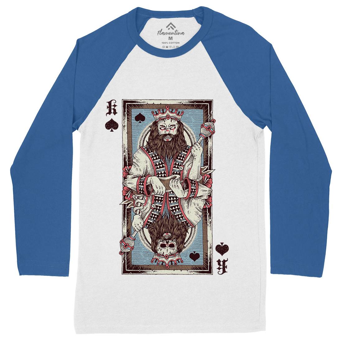 King Card Mens Long Sleeve Baseball T-Shirt Horror D049