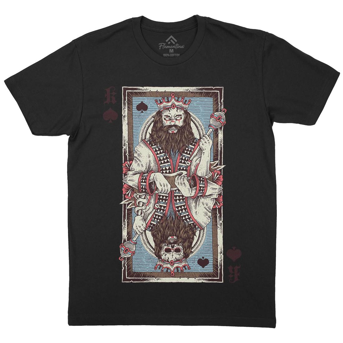 King Card Mens Organic Crew Neck T-Shirt Horror D049