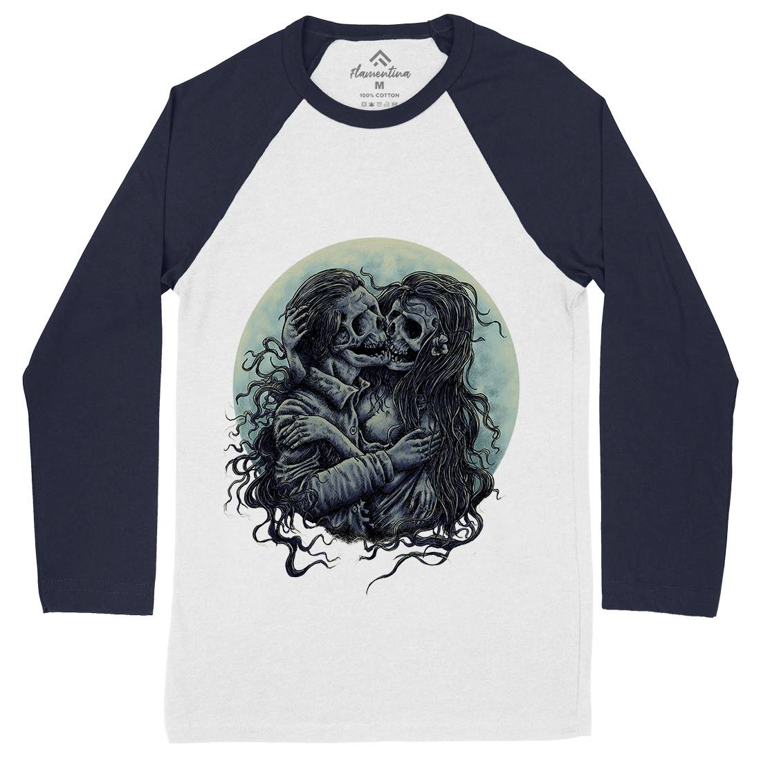 Death Kiss Mens Long Sleeve Baseball T-Shirt Horror D050