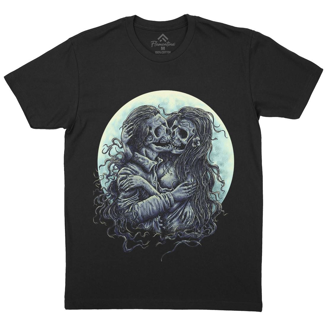 Death Kiss Mens Organic Crew Neck T-Shirt Horror D050