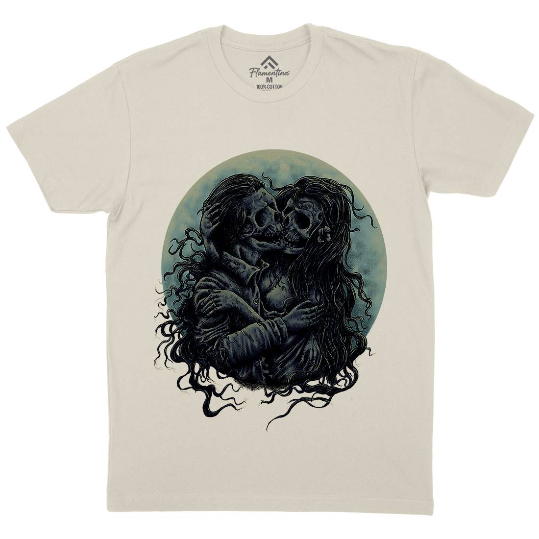 Death Kiss Mens Organic Crew Neck T-Shirt Horror D050