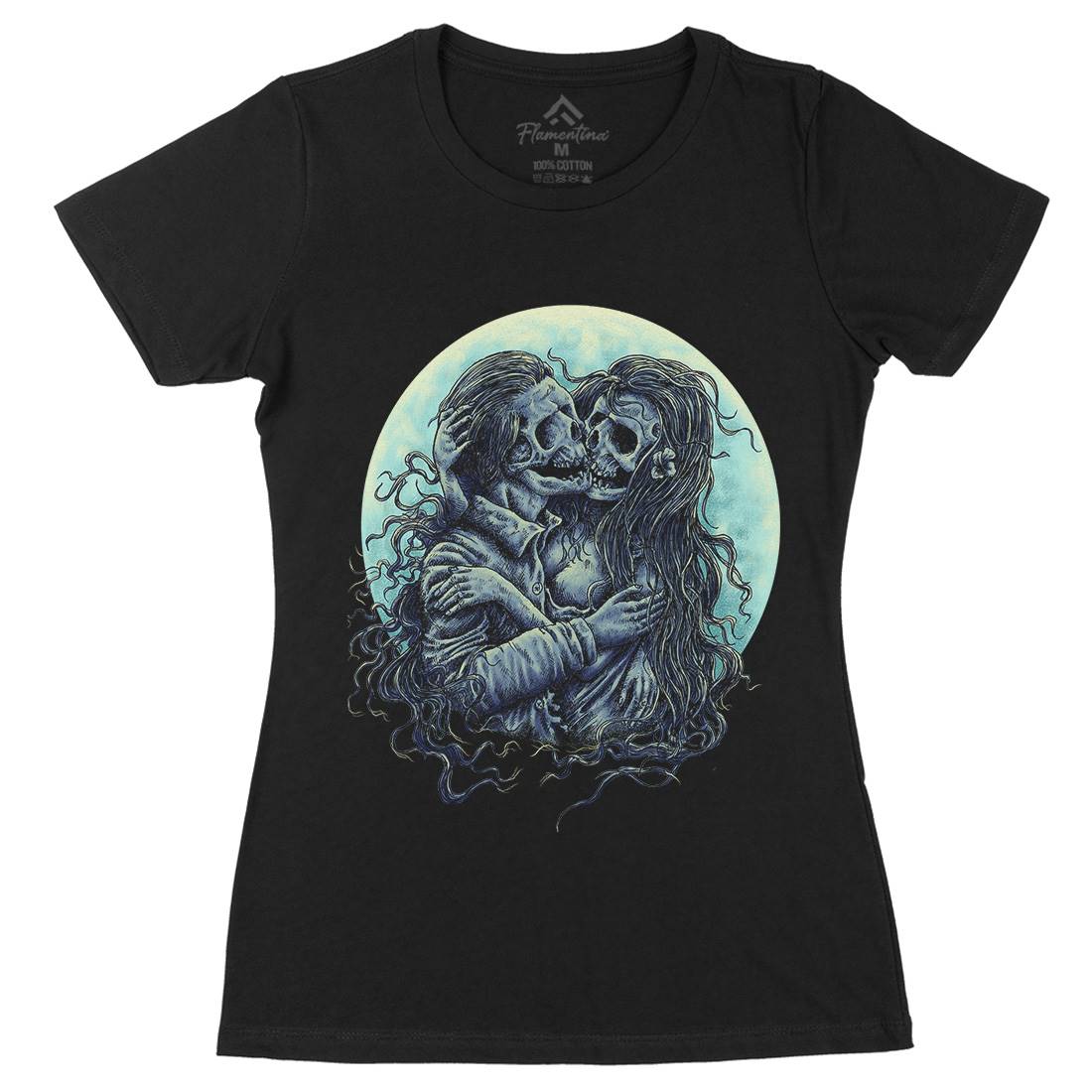 Death Kiss Womens Organic Crew Neck T-Shirt Horror D050