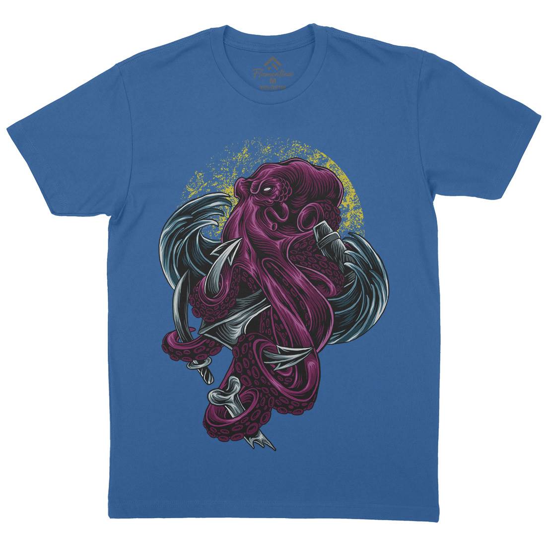 Kraken Mens Organic Crew Neck T-Shirt Navy D051