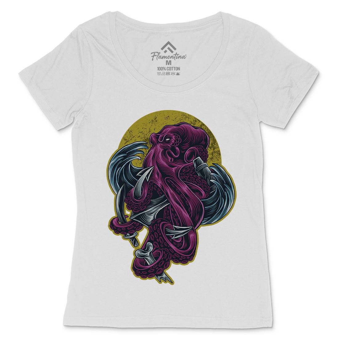 Kraken Womens Scoop Neck T-Shirt Navy D051
