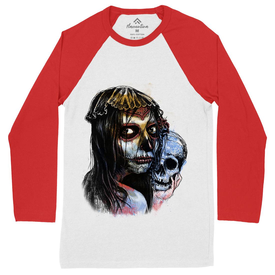 Death Girl Mens Long Sleeve Baseball T-Shirt Horror D052