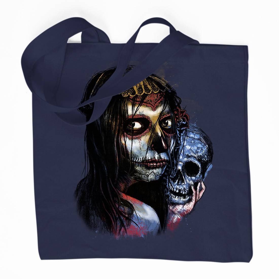 Death Girl Organic Premium Cotton Tote Bag Horror D052