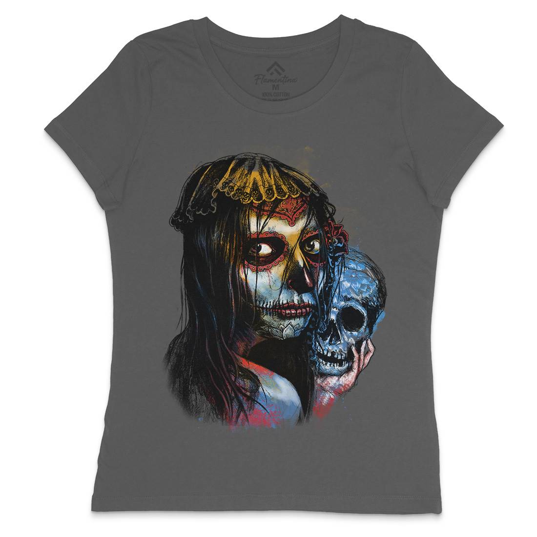 Death Girl Womens Crew Neck T-Shirt Horror D052
