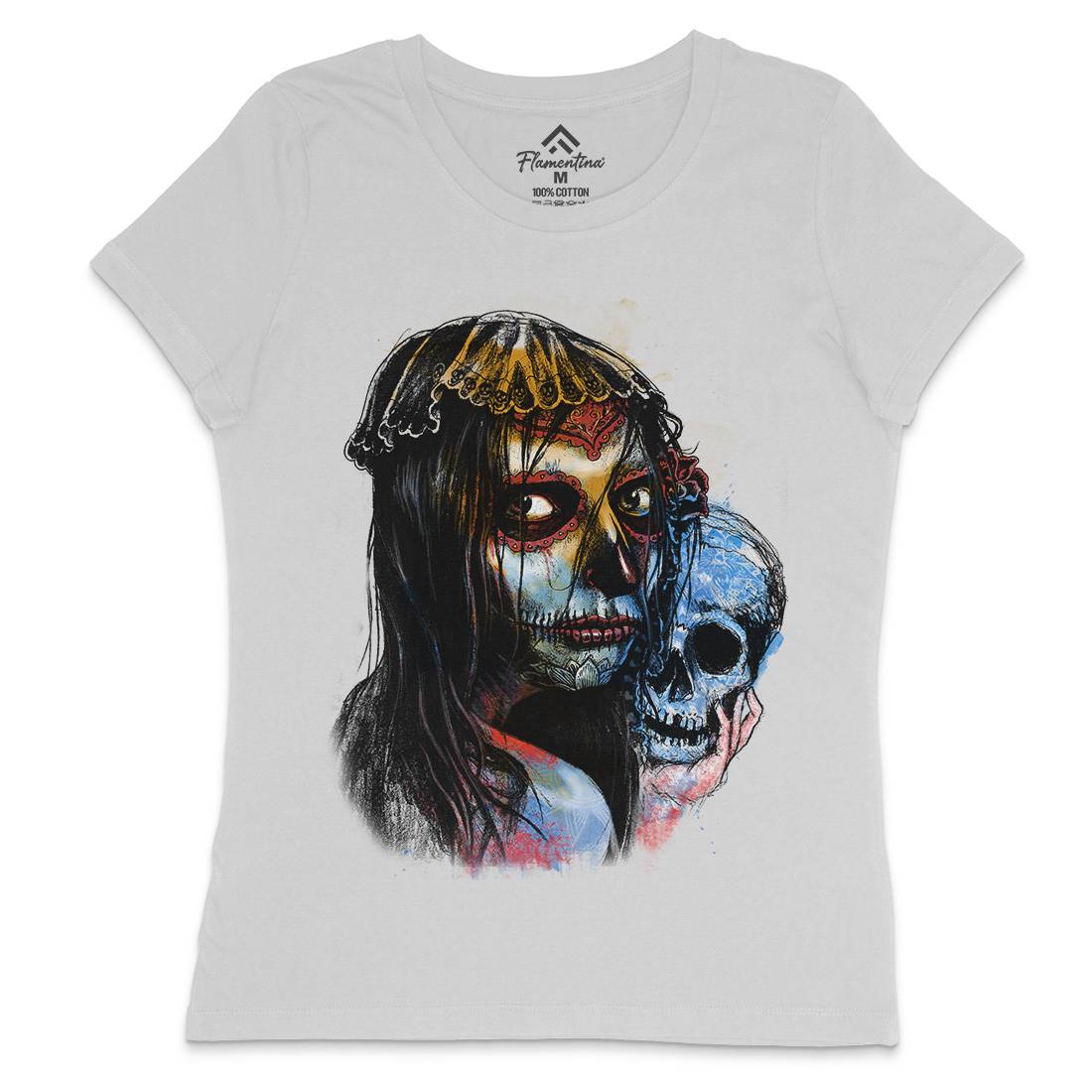 Death Girl Womens Crew Neck T-Shirt Horror D052