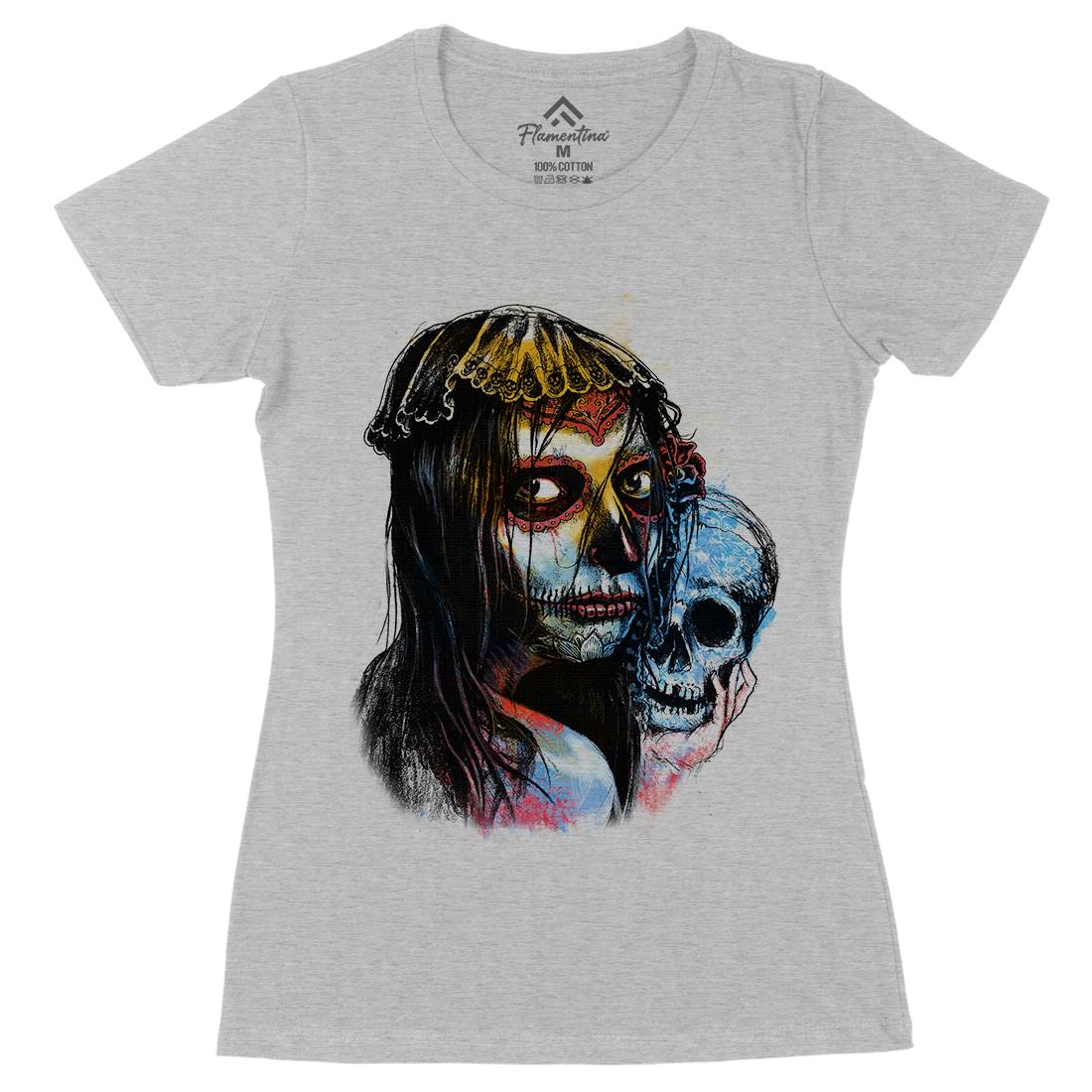 Death Girl Womens Organic Crew Neck T-Shirt Horror D052