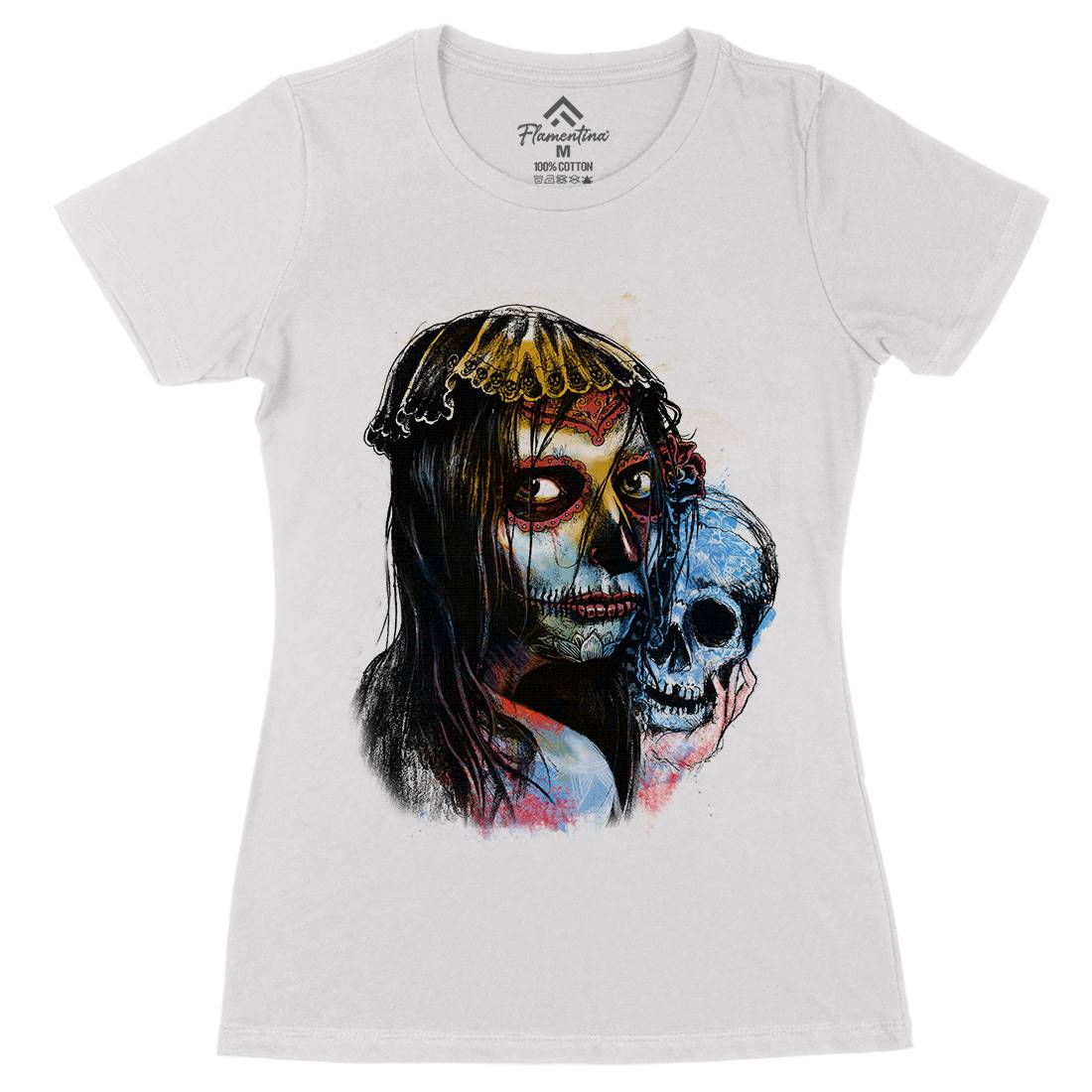 Death Girl Womens Organic Crew Neck T-Shirt Horror D052