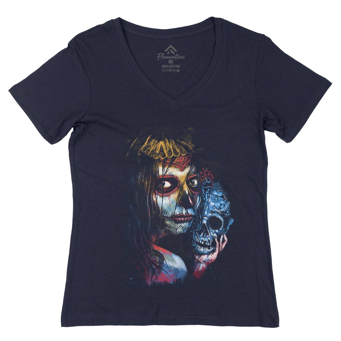Death Girl Womens Organic V-Neck T-Shirt Horror D052