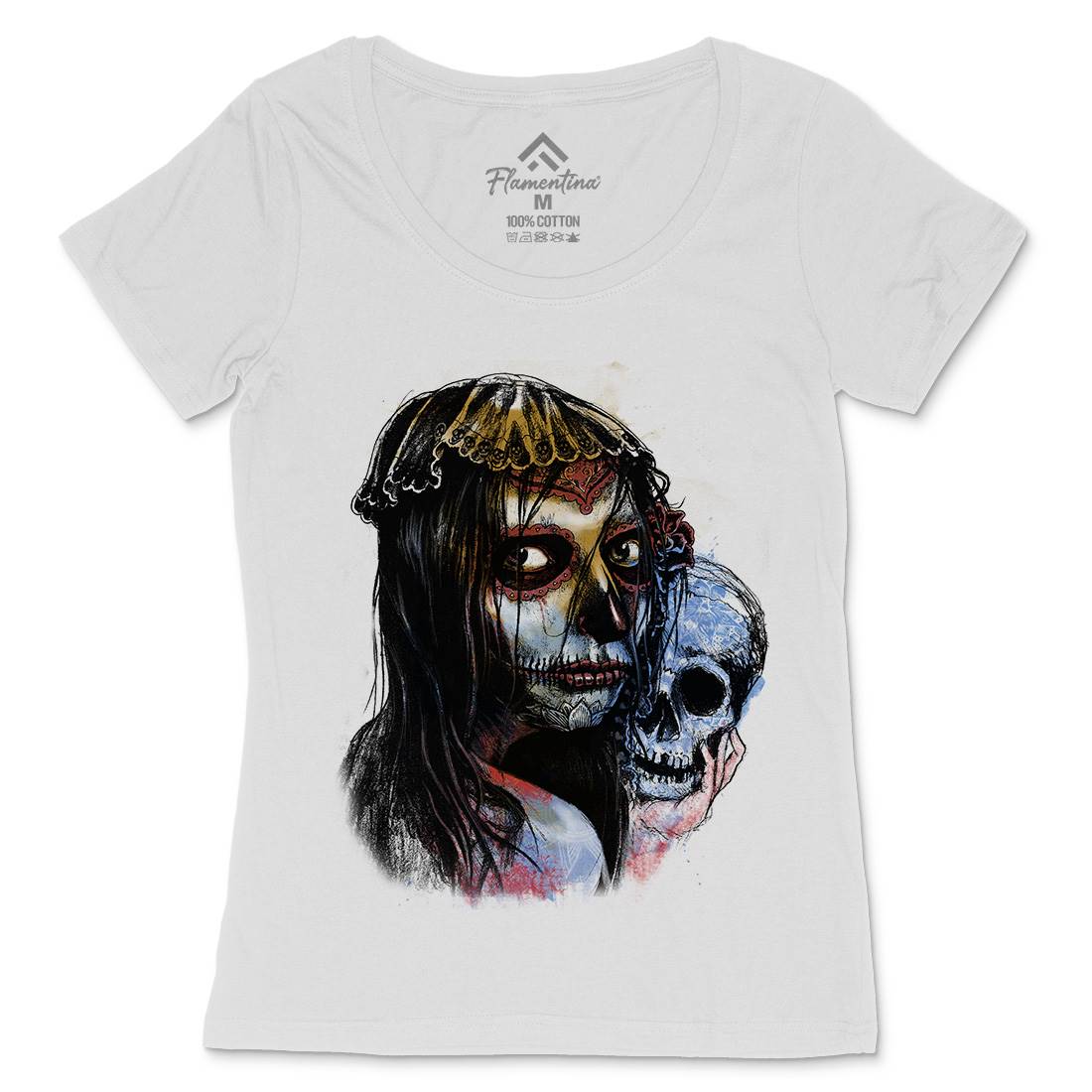 Death Girl Womens Scoop Neck T-Shirt Horror D052