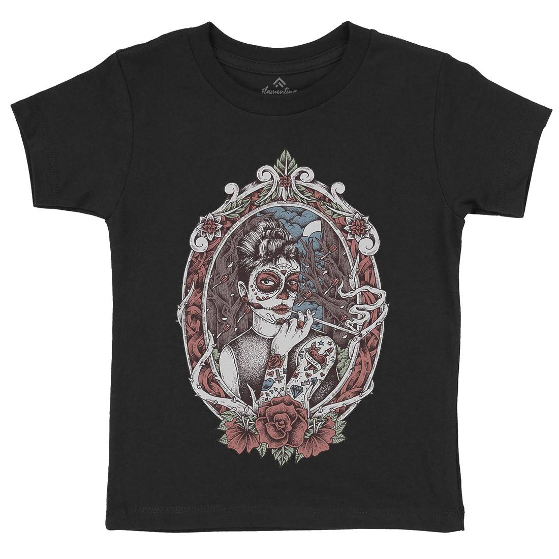 Death Lady Kids Organic Crew Neck T-Shirt Horror D053