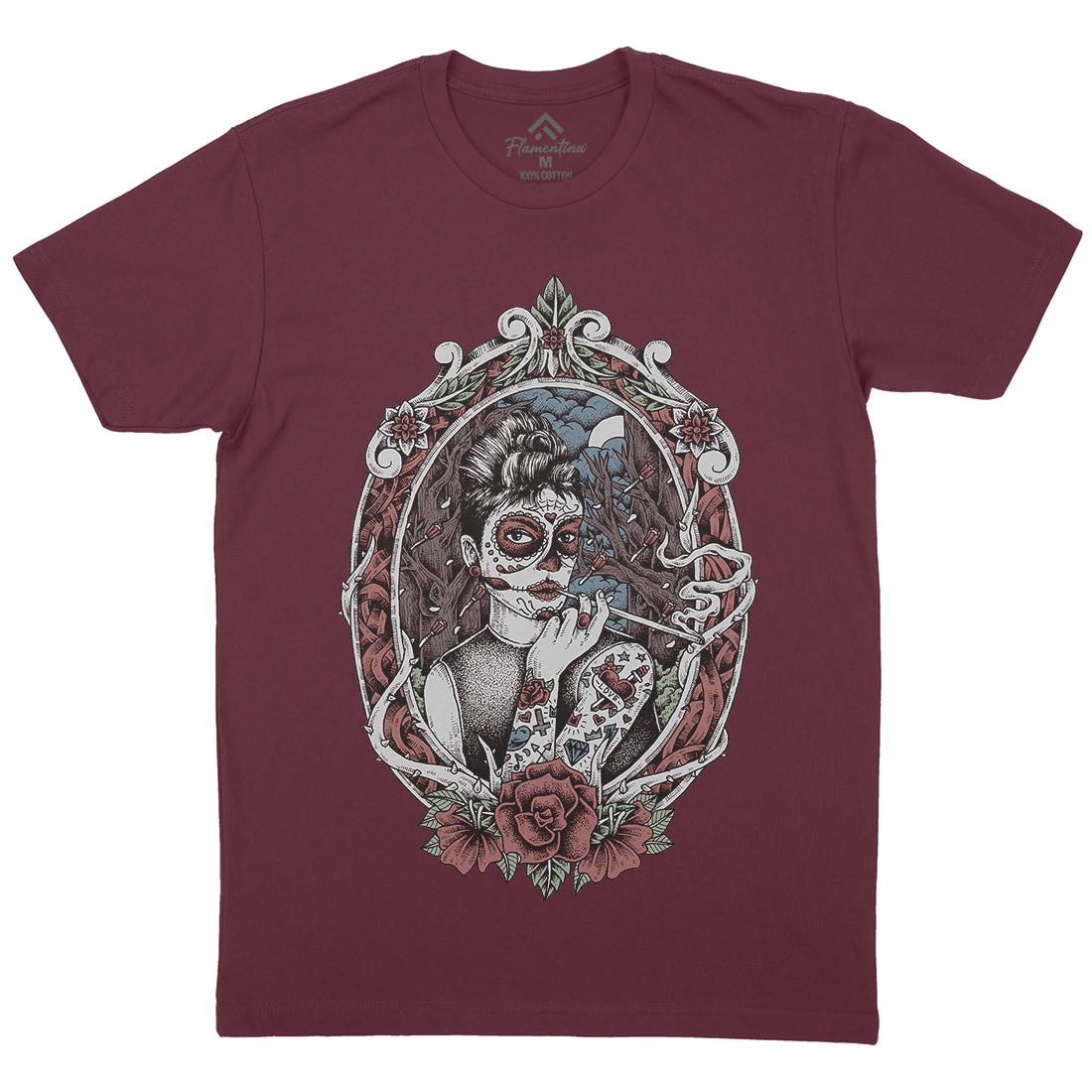 Death Lady Mens Organic Crew Neck T-Shirt Horror D053