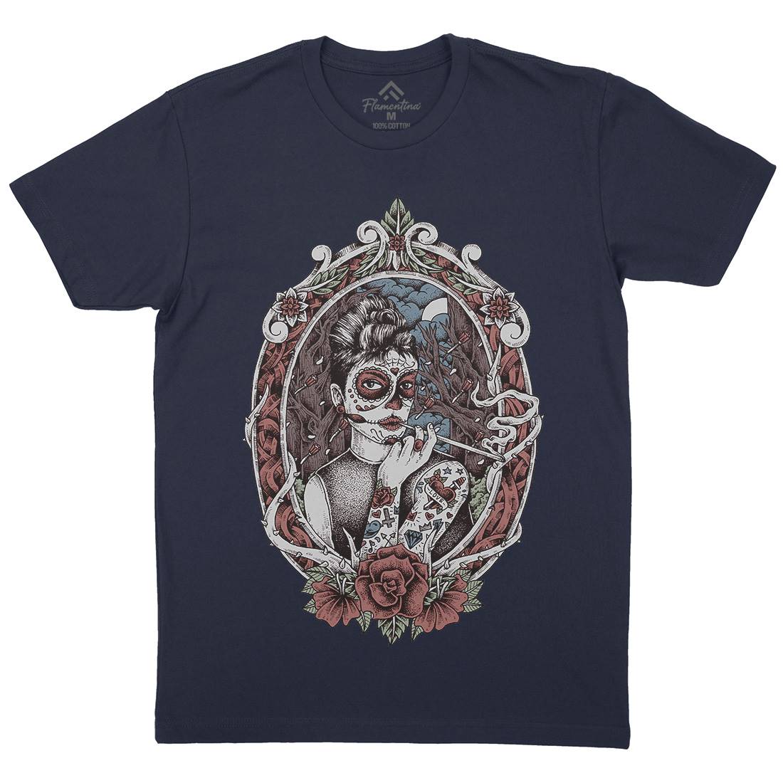 Death Lady Mens Organic Crew Neck T-Shirt Horror D053