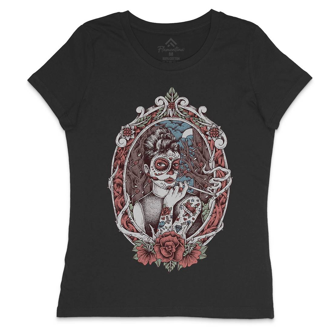 Death Lady Womens Crew Neck T-Shirt Horror D053