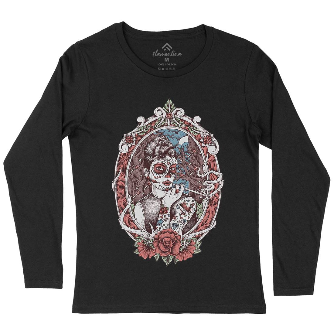 Death Lady Womens Long Sleeve T-Shirt Horror D053