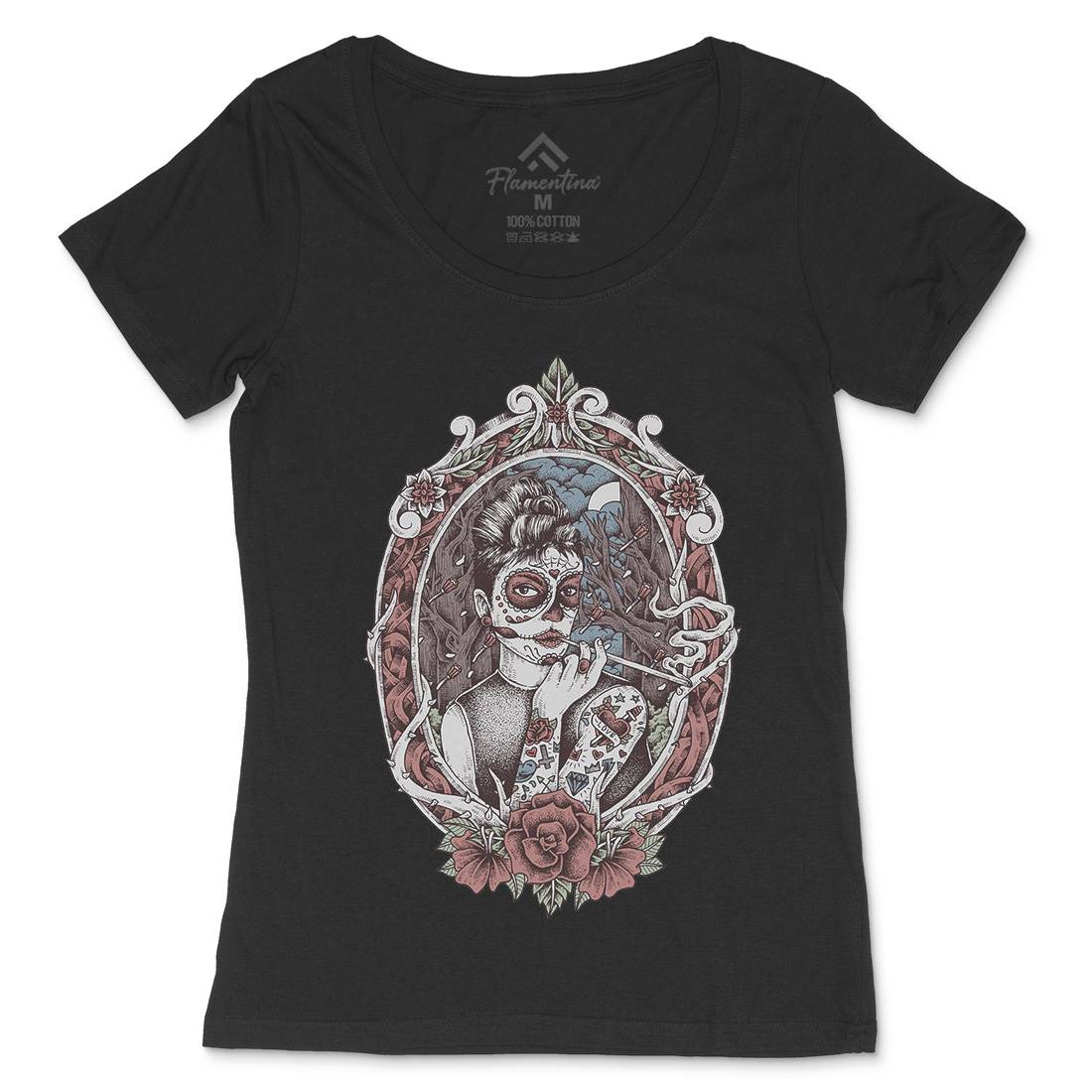 Death Lady Womens Scoop Neck T-Shirt Horror D053
