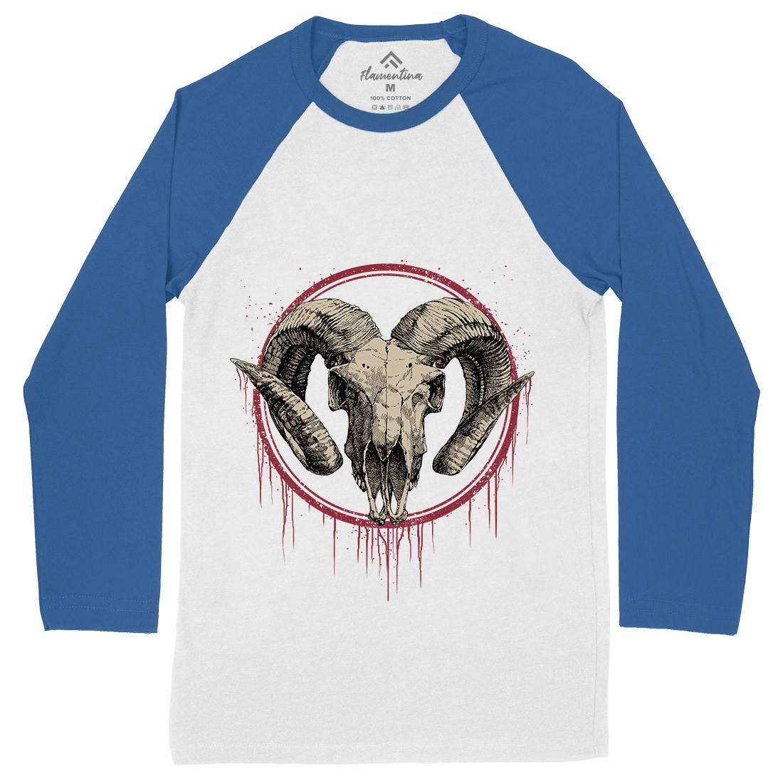 Lamb Mens Long Sleeve Baseball T-Shirt Horror D054