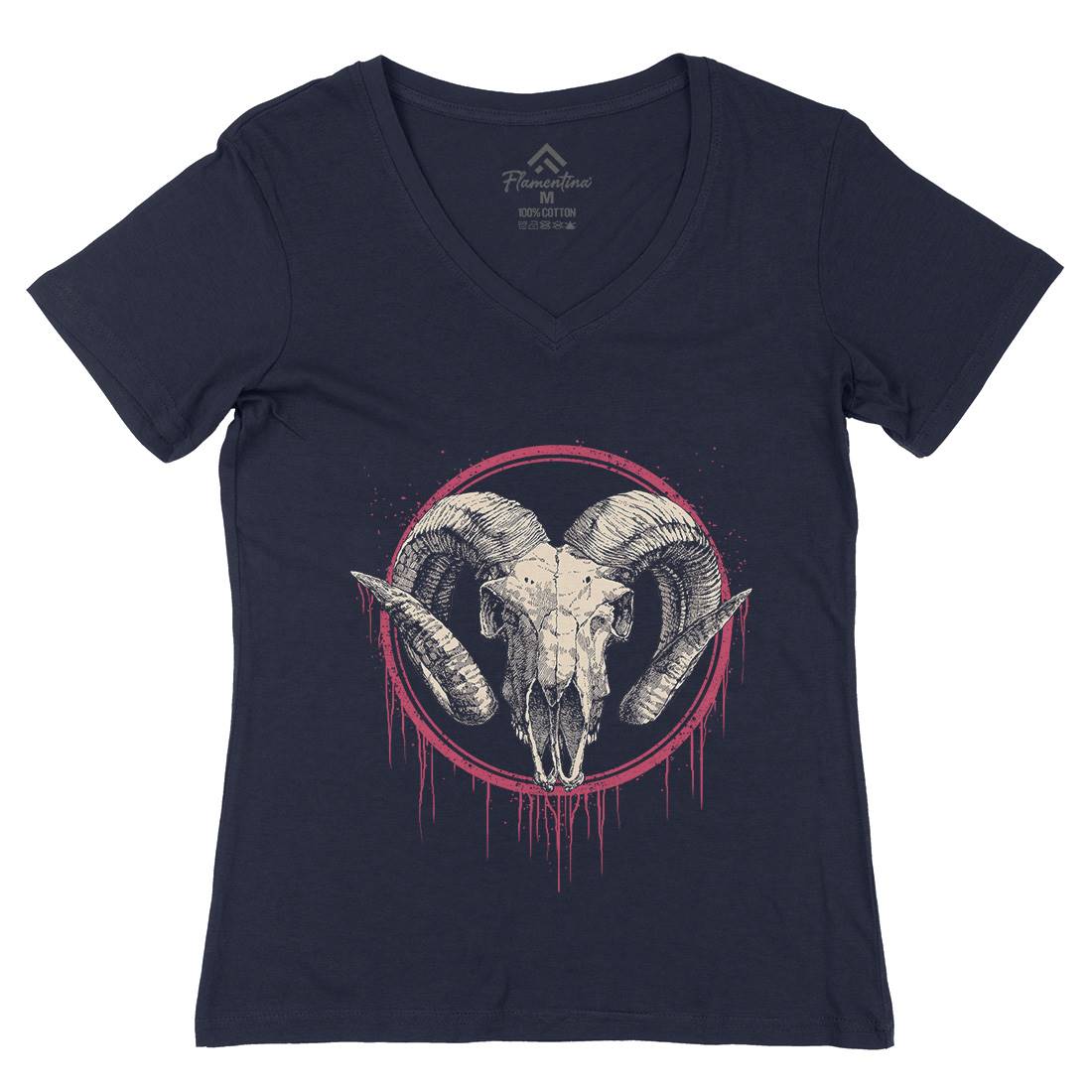 Lamb Womens Organic V-Neck T-Shirt Horror D054