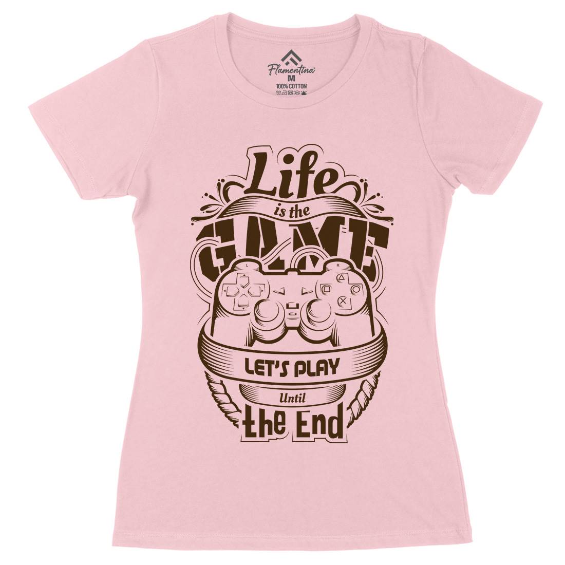 Life Is Game Womens Organic Crew Neck T-Shirt Geek D055