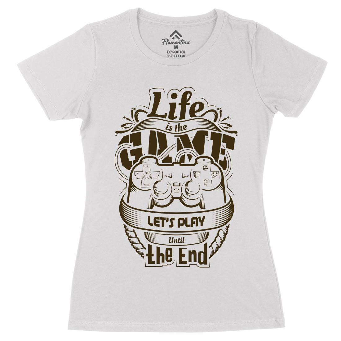 Life Is Game Womens Organic Crew Neck T-Shirt Geek D055