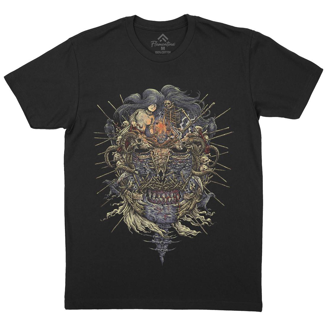 Skeleton Mask Mens Crew Neck T-Shirt Horror D056