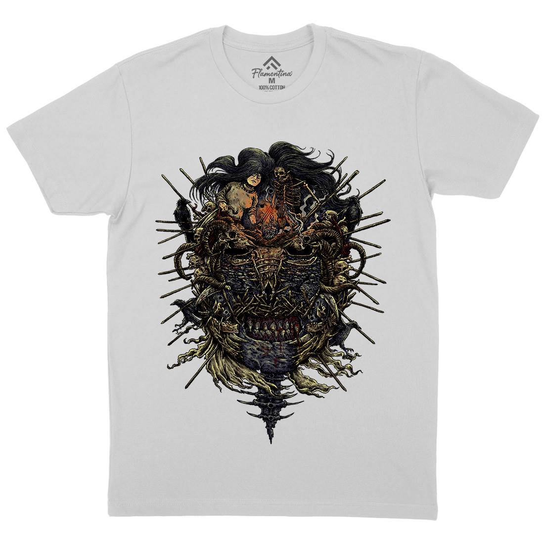 Skeleton Mask Mens Crew Neck T-Shirt Horror D056