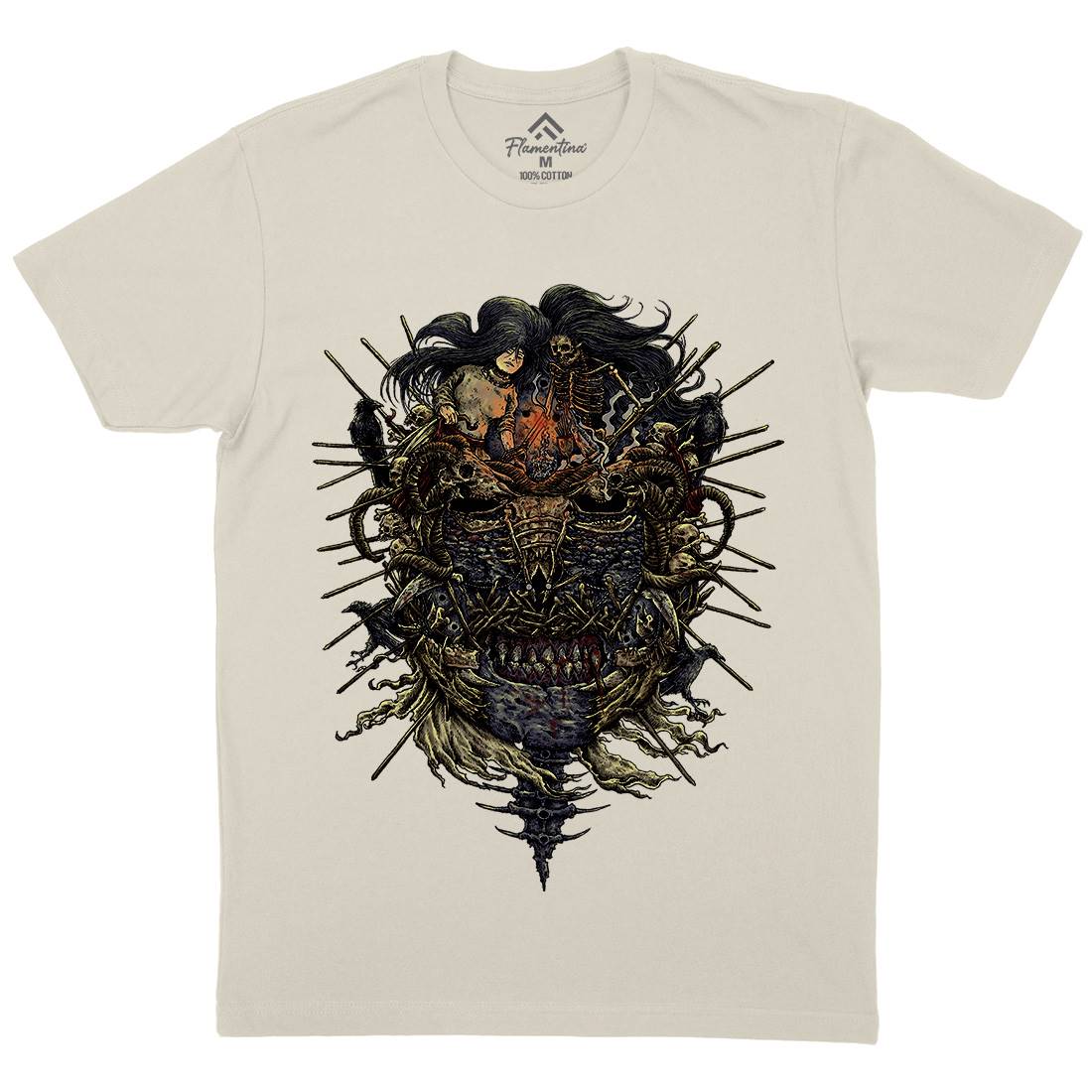 Skeleton Mask Mens Organic Crew Neck T-Shirt Horror D056