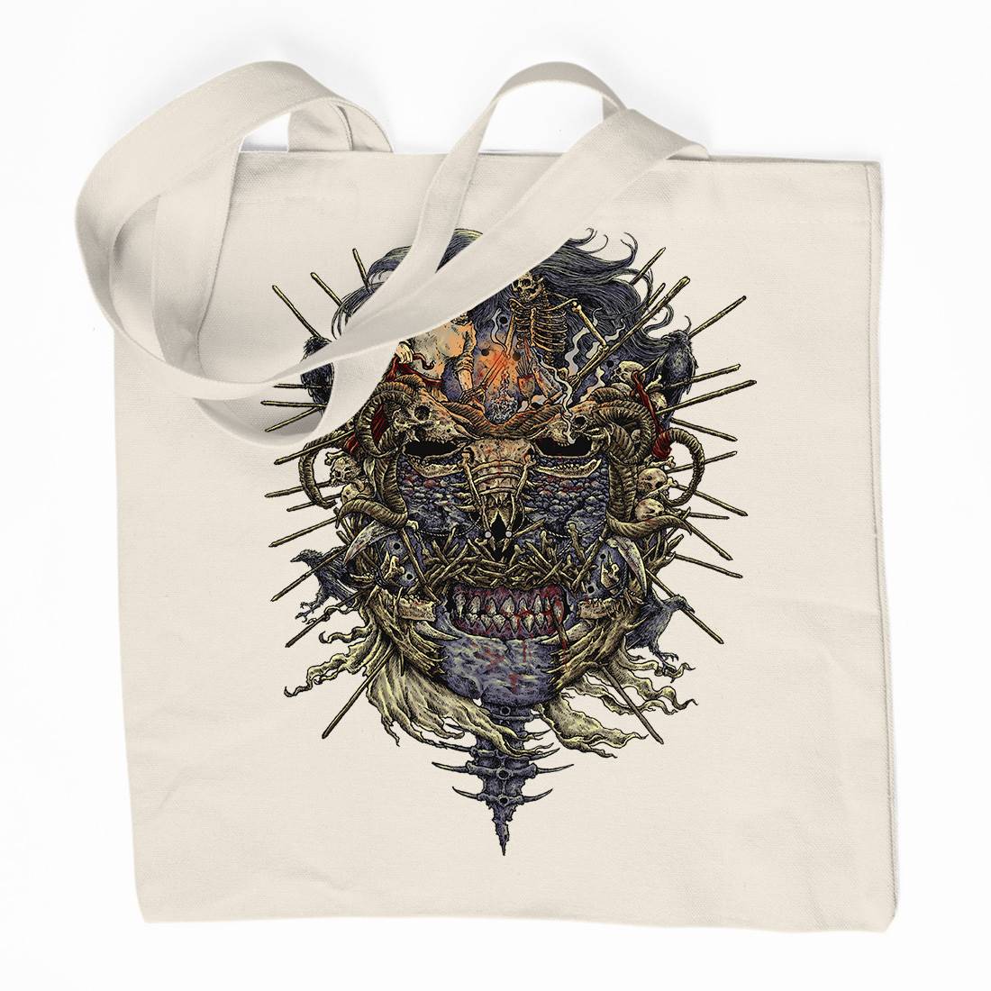 Skeleton Mask Organic Premium Cotton Tote Bag Horror D056