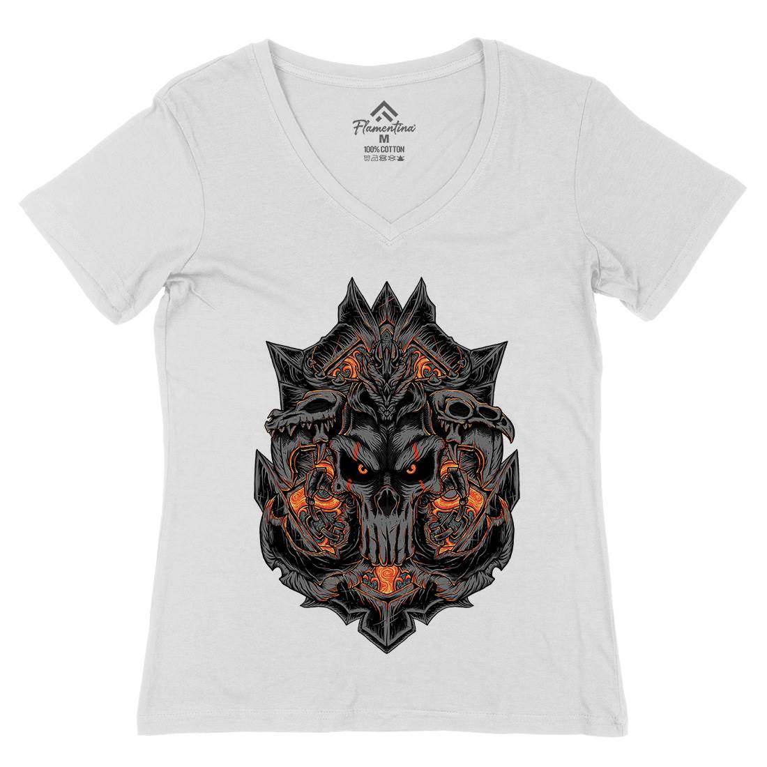 Mask War Womens Organic V-Neck T-Shirt Horror D058