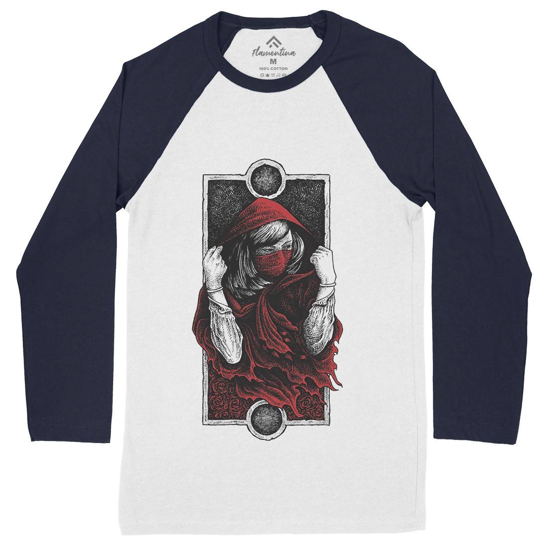 Red Hood Girl Mens Long Sleeve Baseball T-Shirt Horror D059