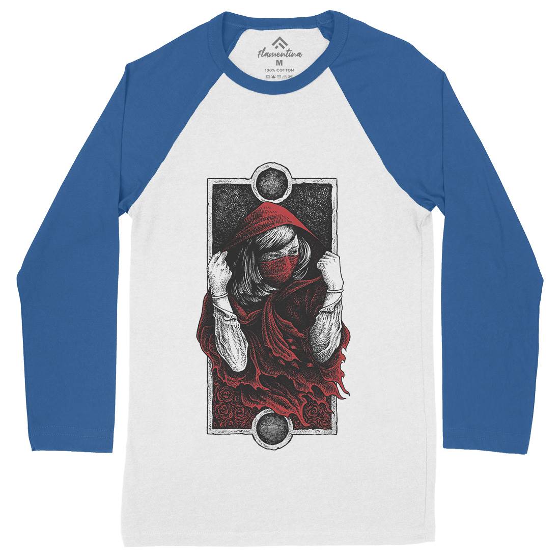 Red Hood Girl Mens Long Sleeve Baseball T-Shirt Horror D059