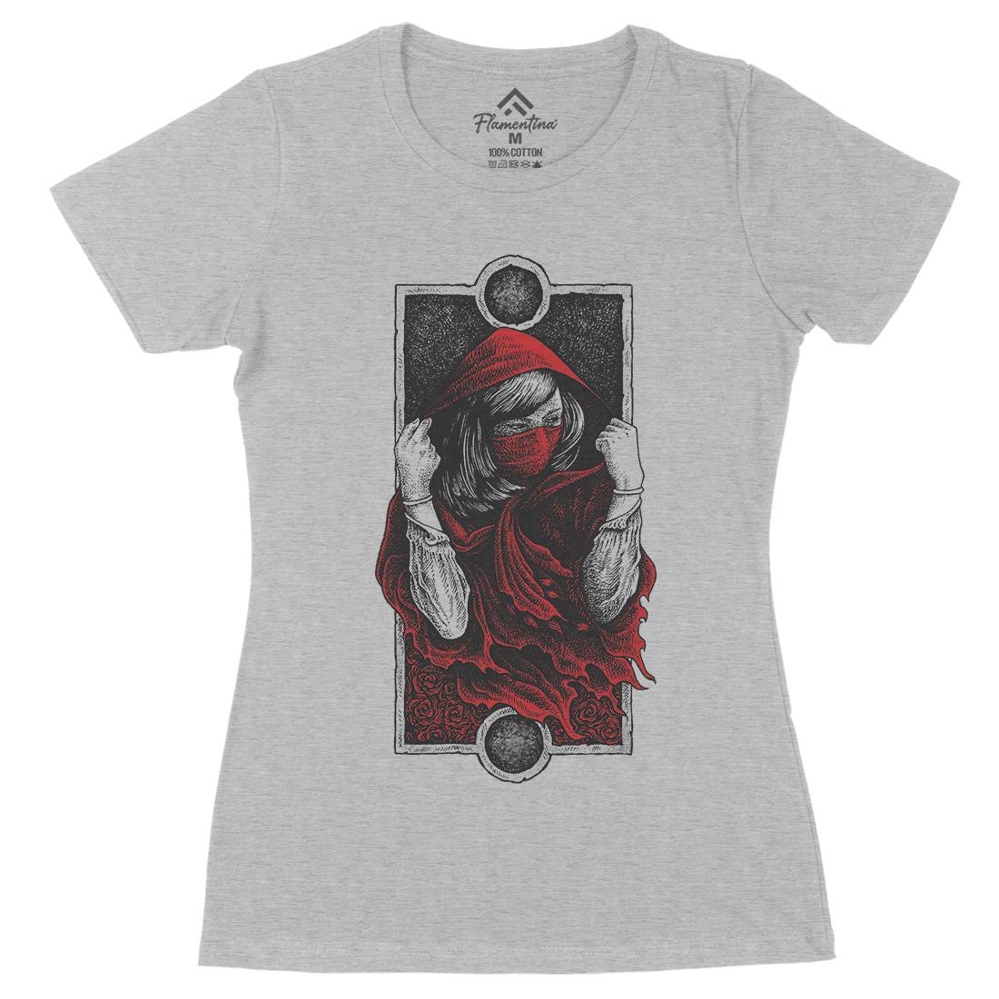 Red Hood Girl Womens Organic Crew Neck T-Shirt Horror D059