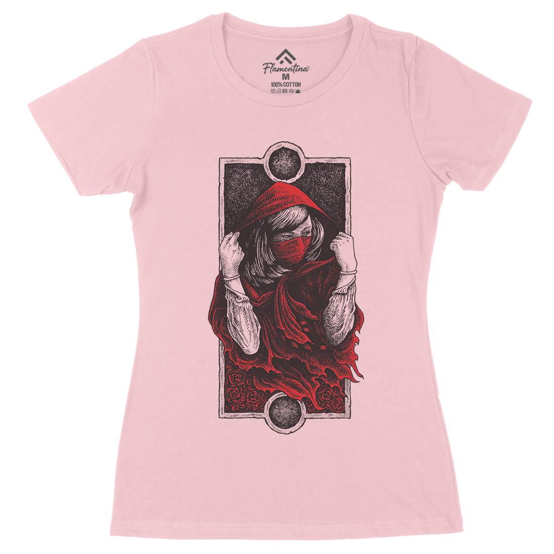 Red Hood Girl Womens Organic Crew Neck T-Shirt Horror D059