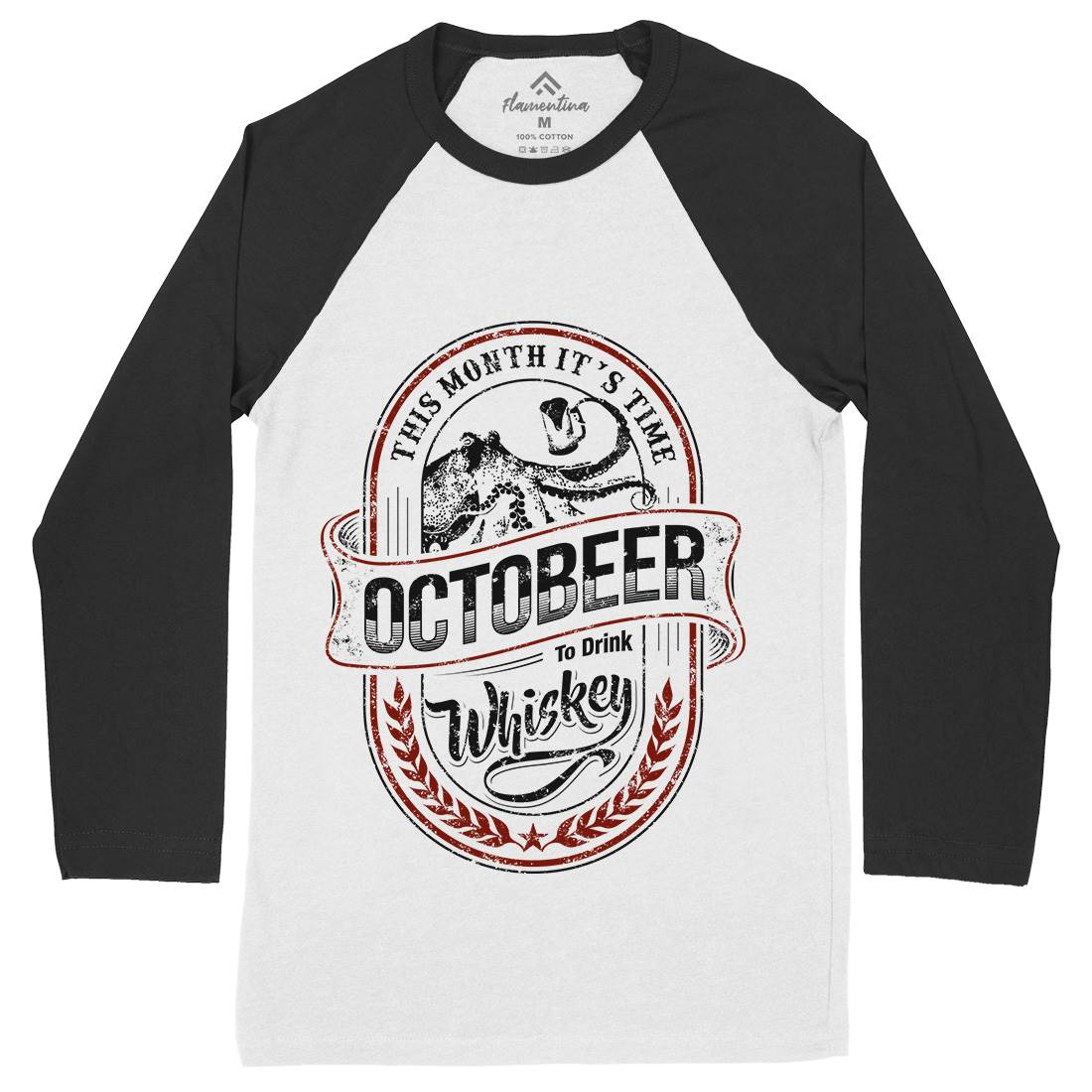 Octobeer Mens Long Sleeve Baseball T-Shirt Drinks D061