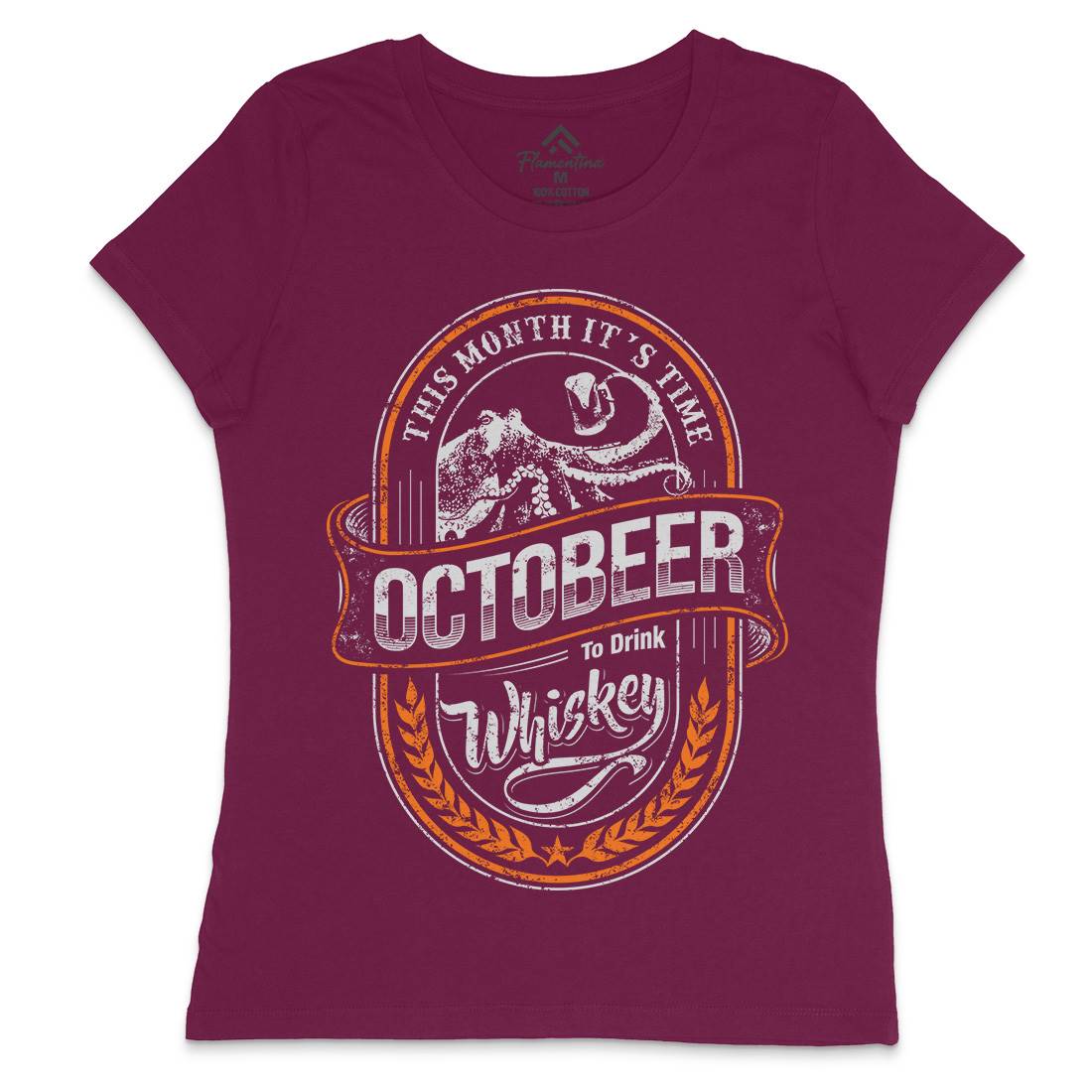 Octobeer Womens Crew Neck T-Shirt Drinks D061