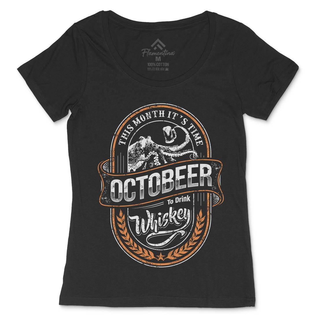 Octobeer Womens Scoop Neck T-Shirt Drinks D061