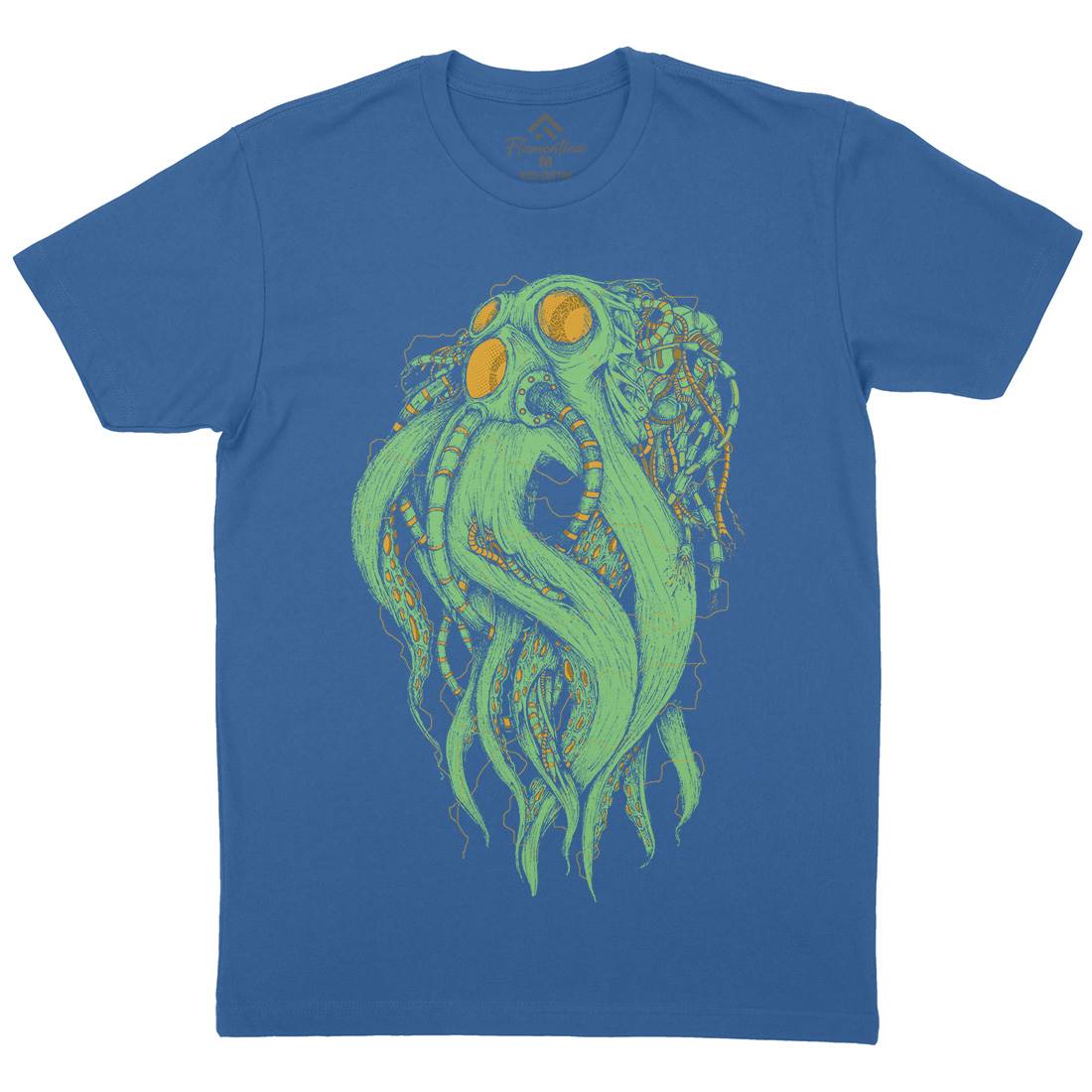 Octopus Robot Mens Organic Crew Neck T-Shirt Navy D062
