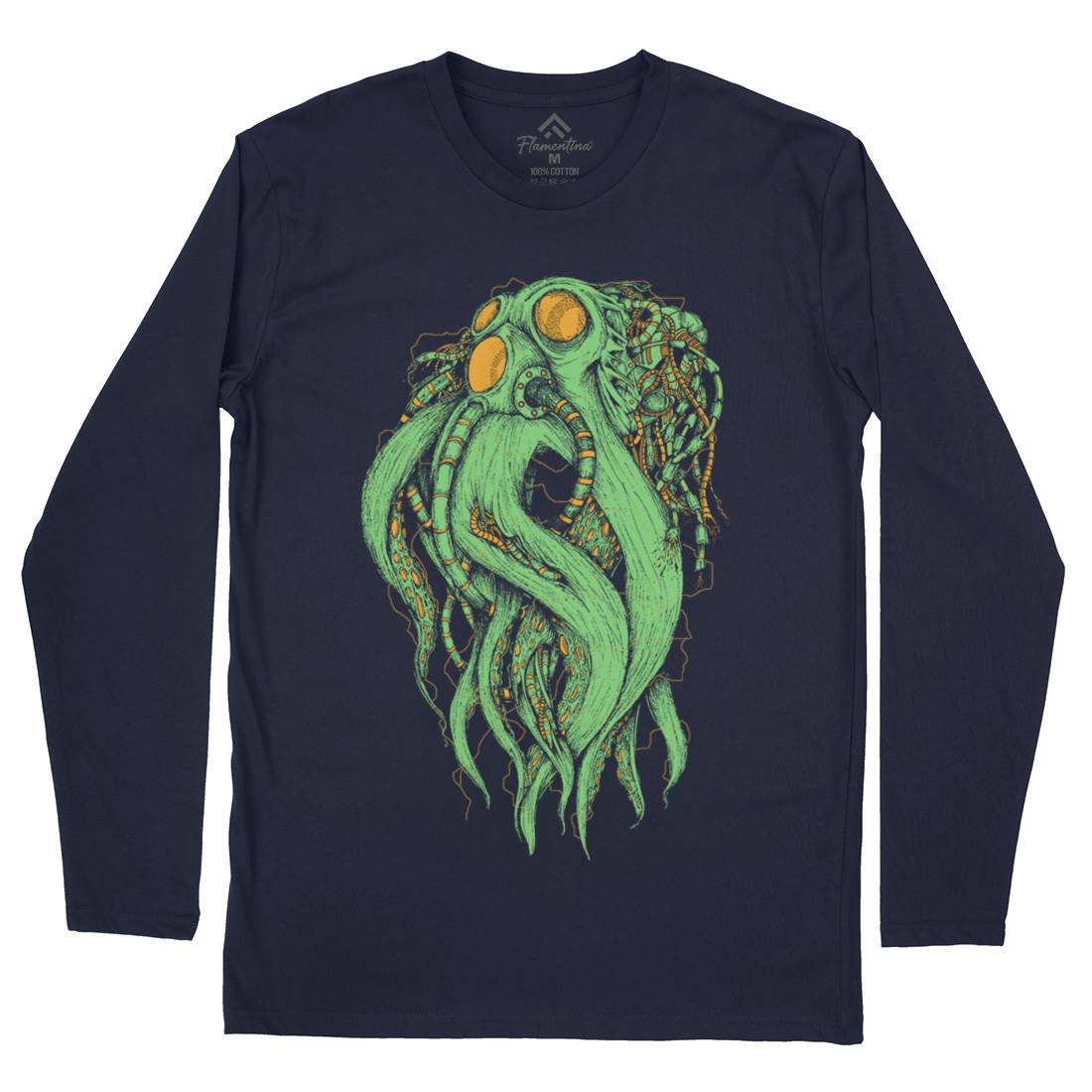 Octopus Robot Mens Long Sleeve T-Shirt Navy D062