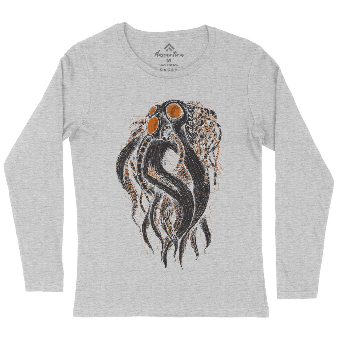 Octopus Robot Womens Long Sleeve T-Shirt Navy D062