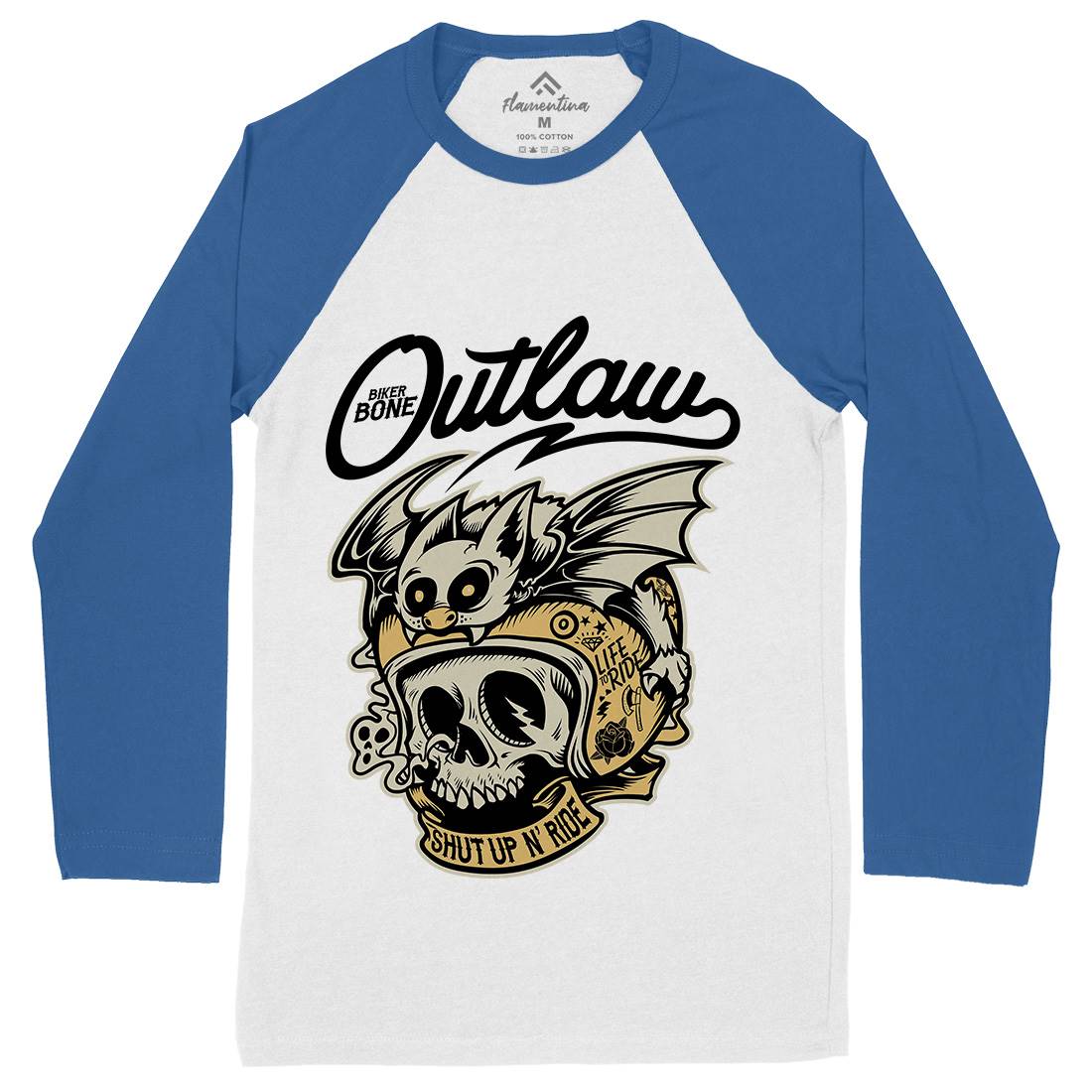 Outlaw Mens Long Sleeve Baseball T-Shirt Motorcycles D063
