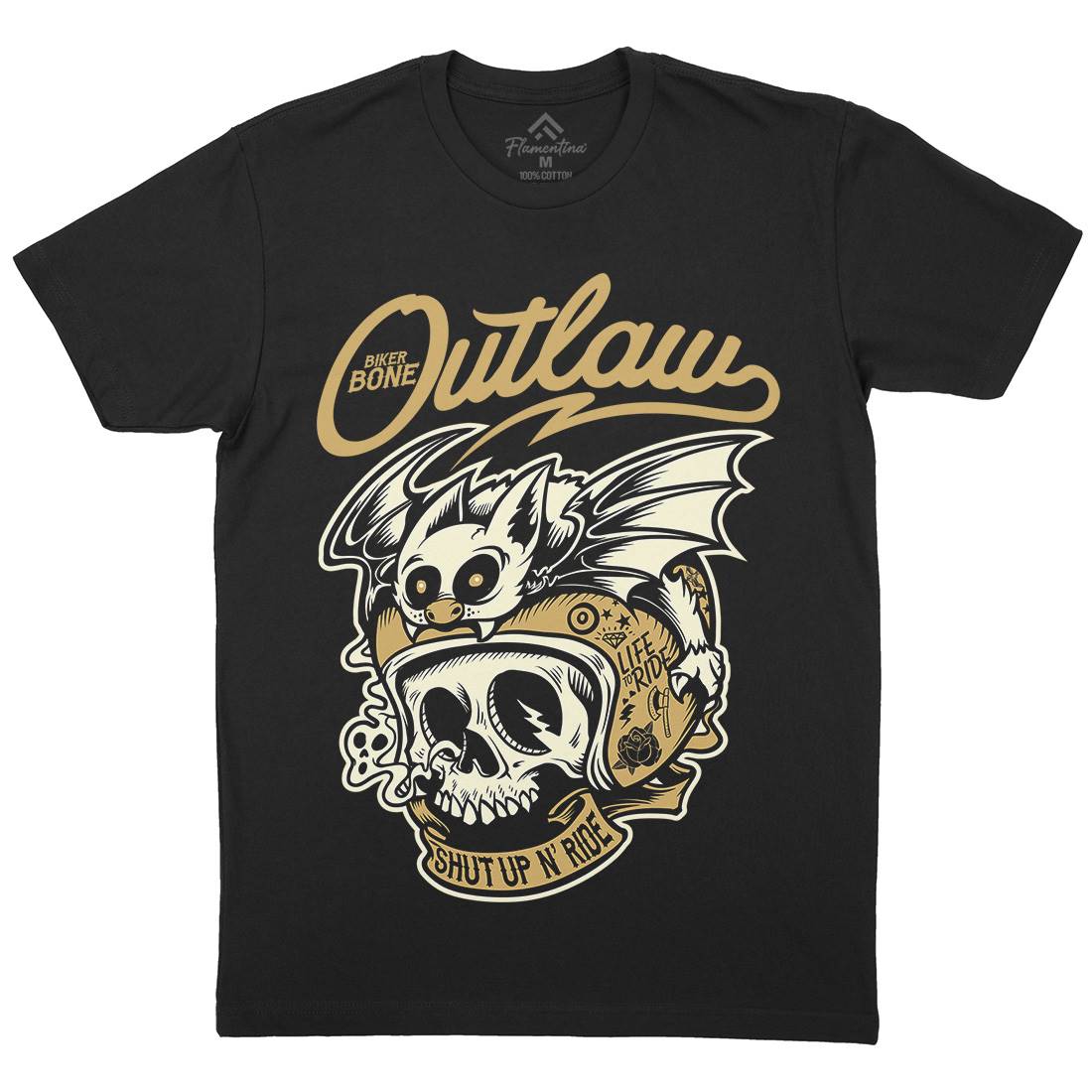 Outlaw Mens Organic Crew Neck T-Shirt Motorcycles D063