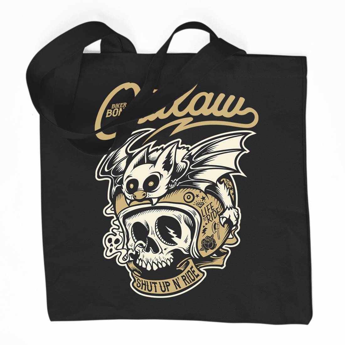 Outlaw Organic Premium Cotton Tote Bag Motorcycles D063