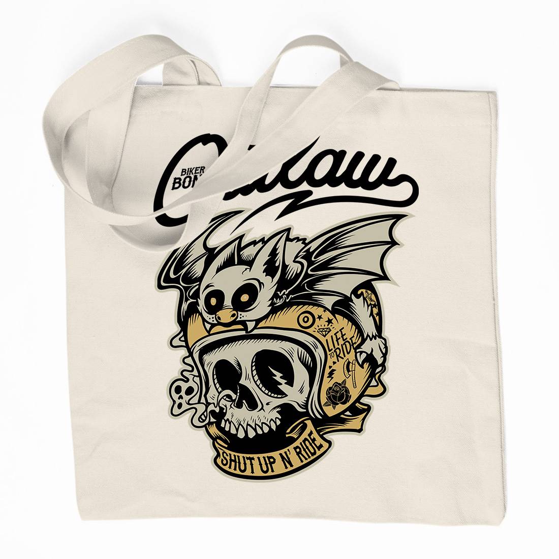 Outlaw Organic Premium Cotton Tote Bag Motorcycles D063