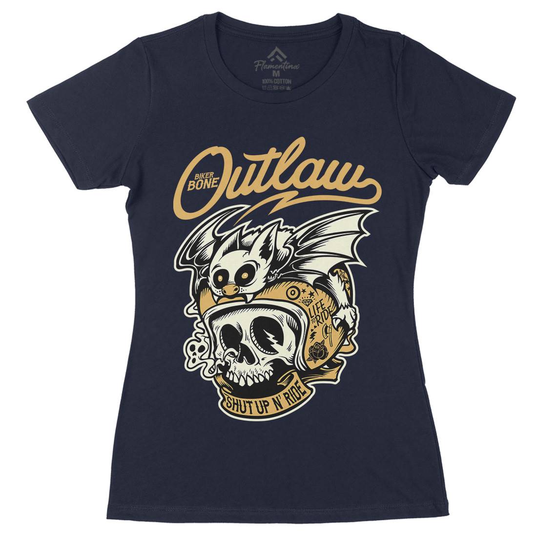 Outlaw Womens Organic Crew Neck T-Shirt Motorcycles D063