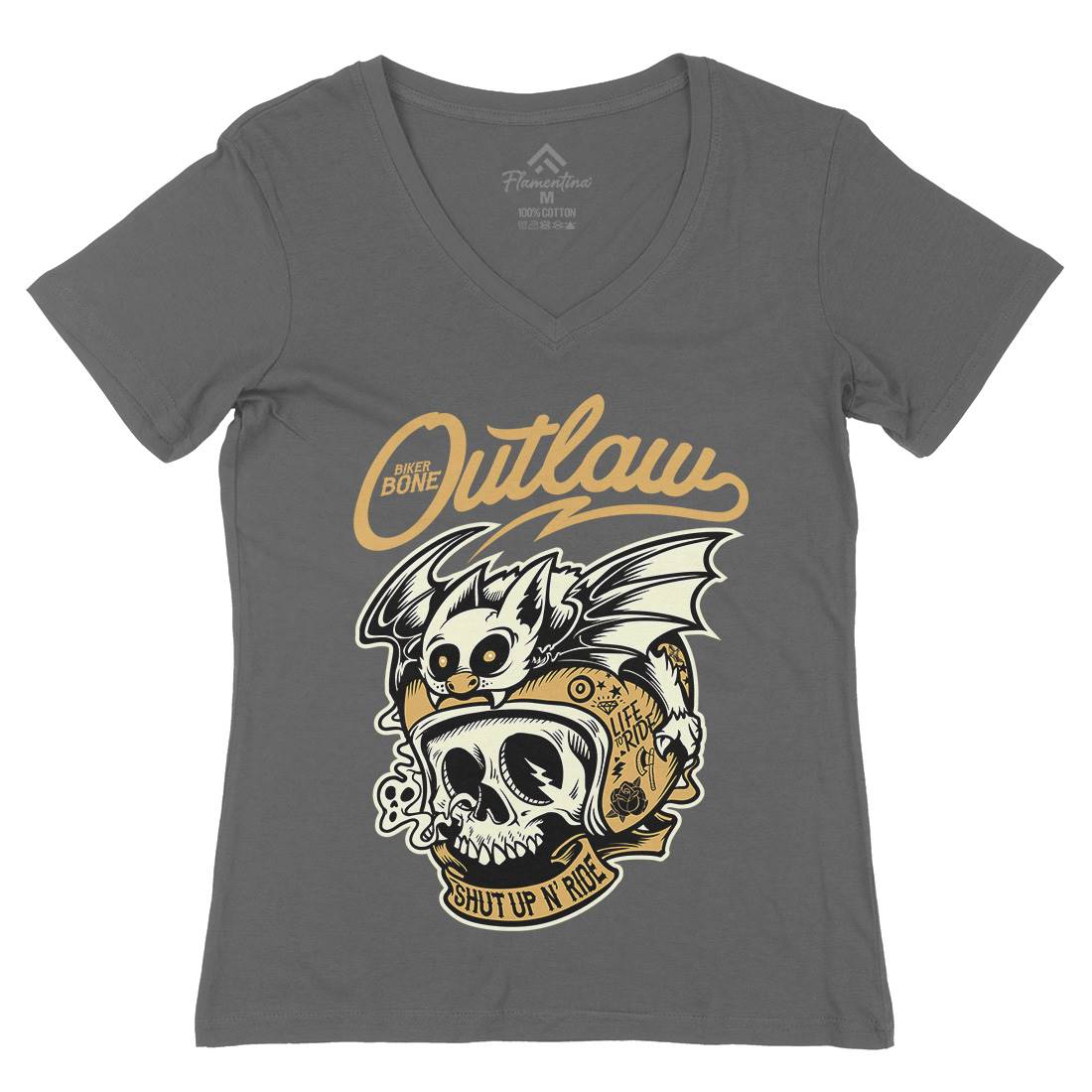 Outlaw Womens Organic V-Neck T-Shirt Motorcycles D063